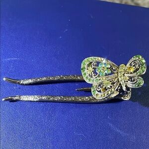 Vintage Wien Victorian butterfly with Australian crystals hair clip